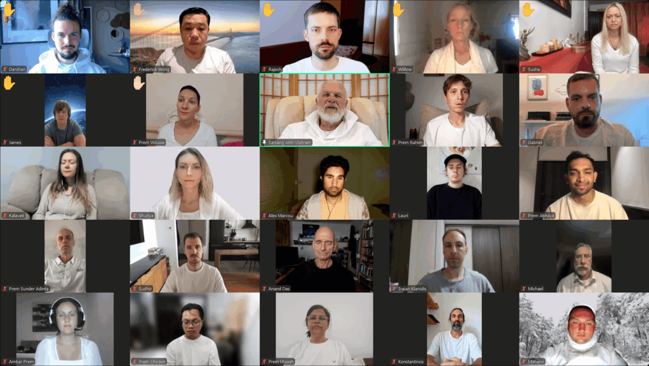 Screenshot of Zoom Online Satsang Meeting with Vishrant