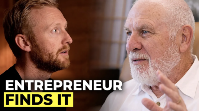 image of vishrant and bryan in conversation with text: Entrepreneur finds it